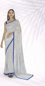Off white party wear sequins saree