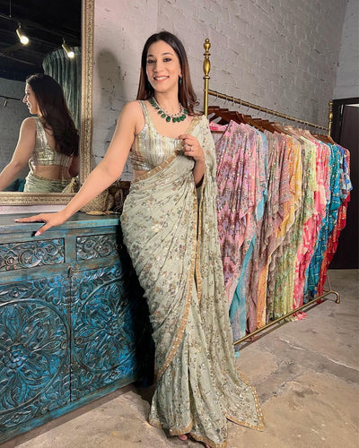 Celebrity inspired sequinned saree