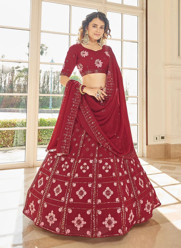 Red floral Lehenga