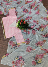 Partywear - floral Digital print sequins saree