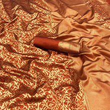 Orange banarasi silk saree