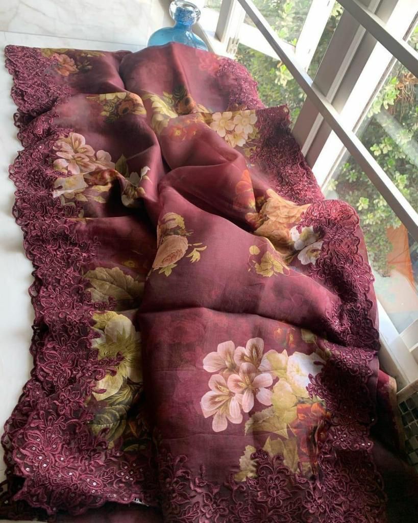 Organza floral silk sarees