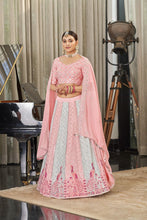 Peacock embroidered pastel Lehenga