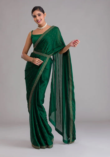 Swarovski diamond work saree with Swarovski belt