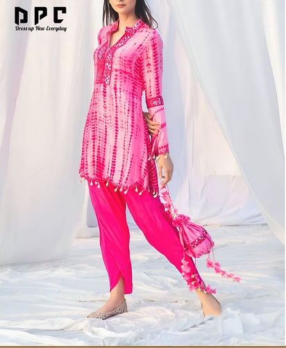 Hand tie dyed kurti set with dhoti