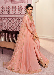 Peachy pink Trouser style anarkali gown