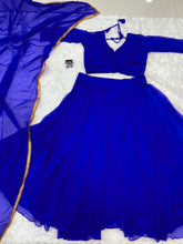 Plain royal blue fully stitched Lehenga - lots of flair