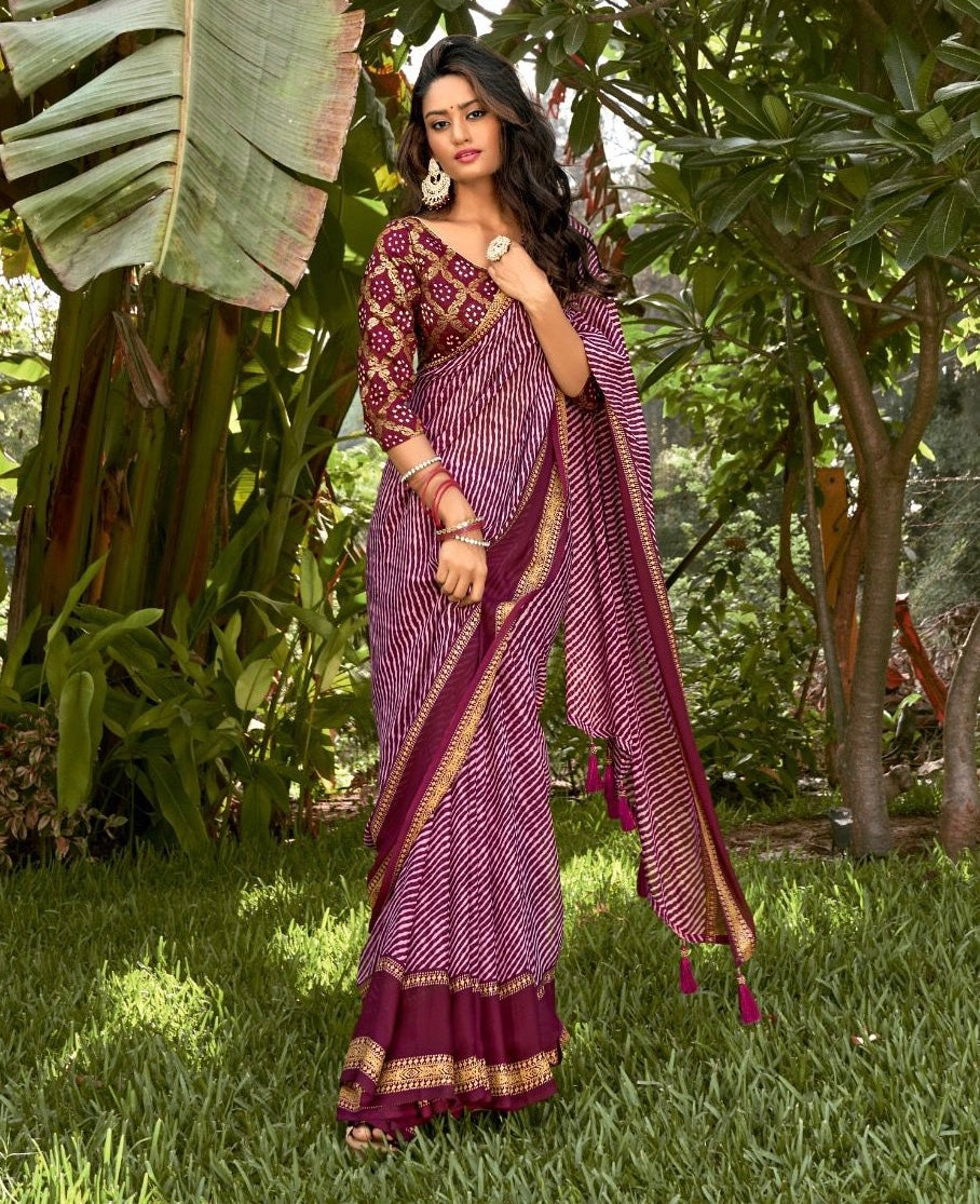 Bandhej and leheriya saree