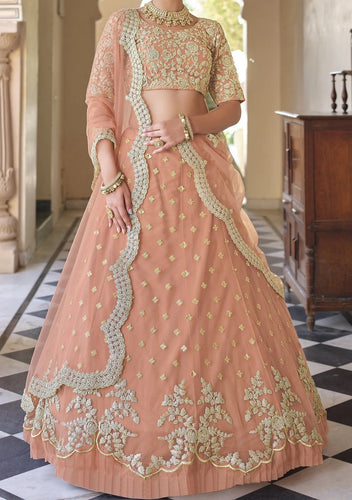 Elna wedding lehengas - pastel peach