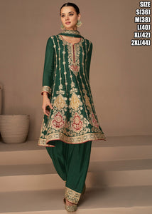 Janisha - readymade fusion style long top in pine green