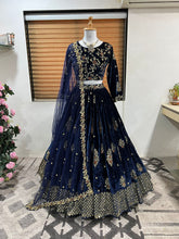 Velvet Lehenga in blue
