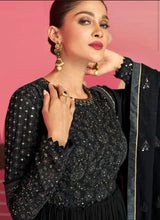 Janisha - Black Georgette embroidered palazzos