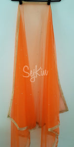 Orange stone embellished dupatta