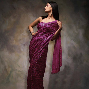 Celebrity box style sequins saree