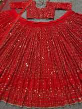 Partywear silk Lehenga in red