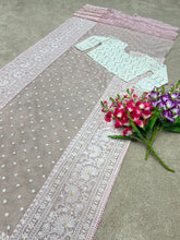 Celebrity style organza silk baby pink saree