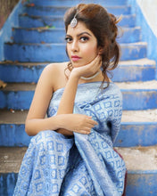 Blue tone weaving saree