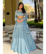 Yankita Kapoor inspired baby blue and gold sequins Lehenga