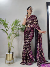 Ready to wear foil print saree in 4 colours - with belt