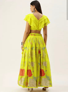 Floral sequinned Lehenga in yellow