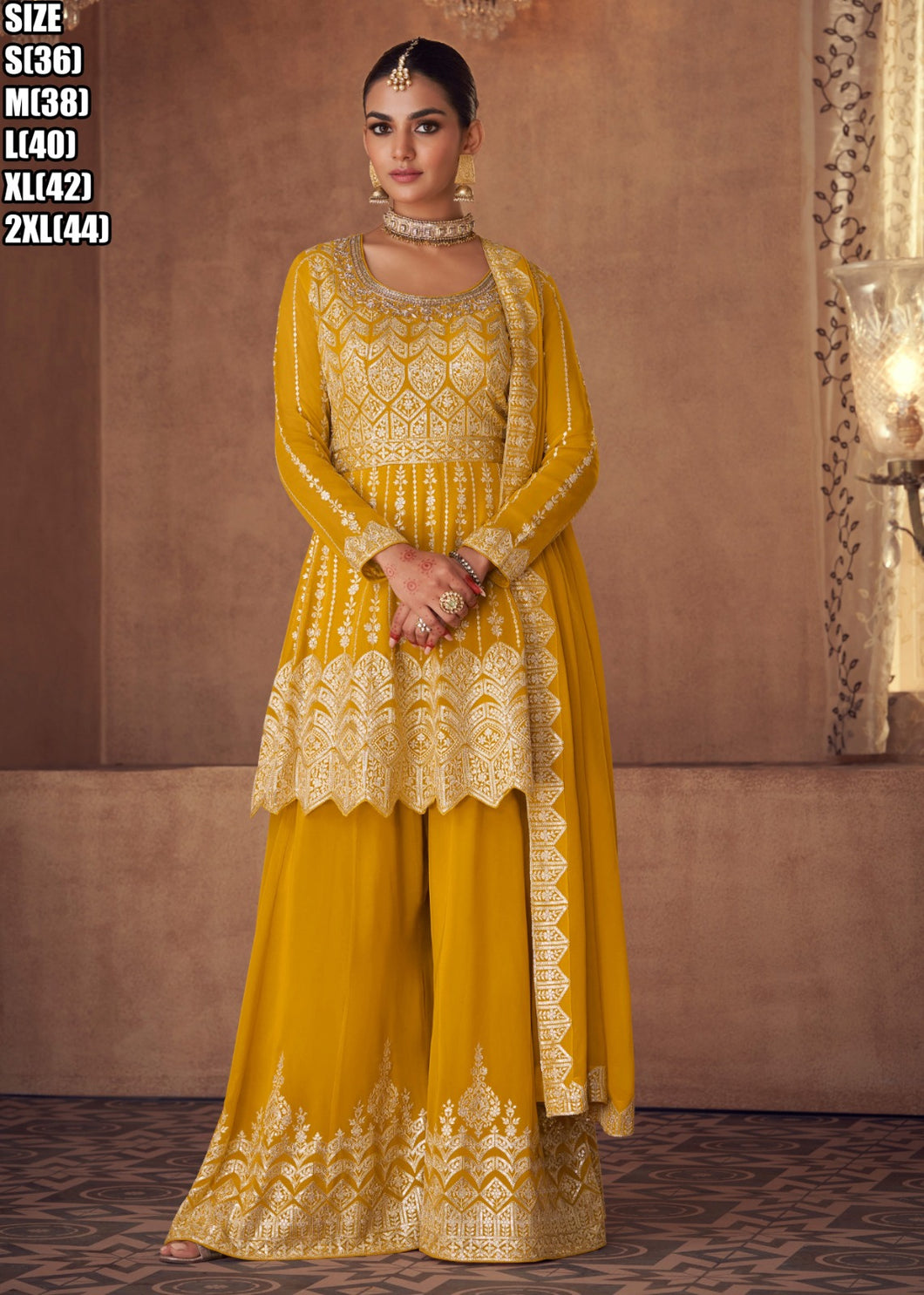 Janisha - readymade mustard yellow long top palazzo