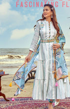 White and sky blue anarkali frock