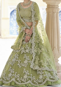 Elna wedding lehengas - olive green