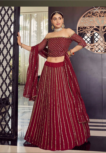 Kavya catalogue: maroon Lehenga