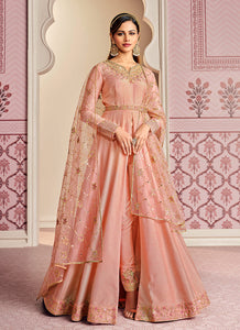 Peachy pink Trouser style anarkali gown