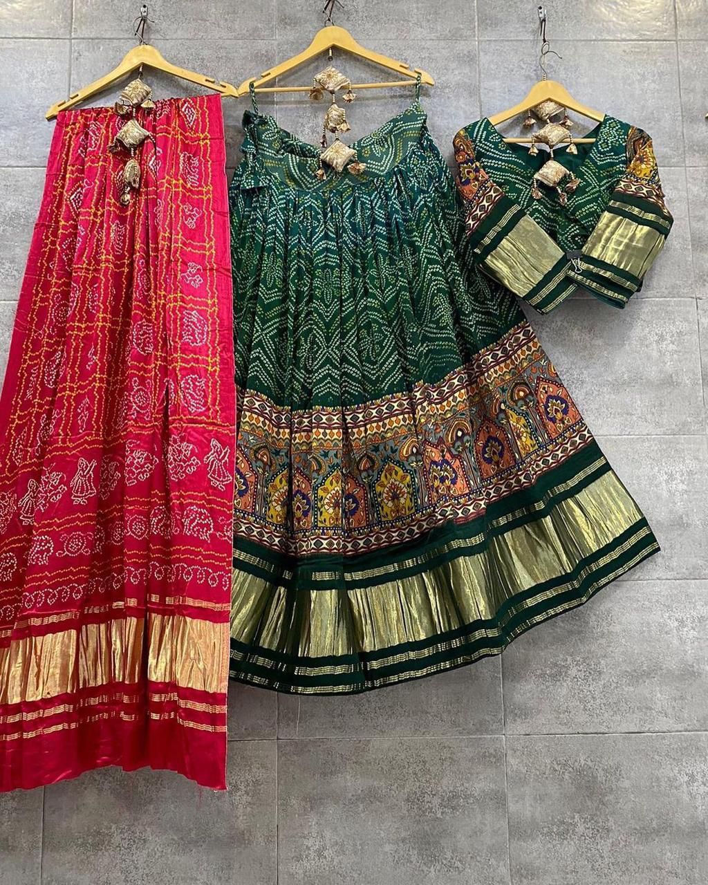 Bandhani satin Lehenga choli