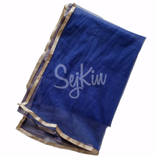 Royal blue net dupatta - small size