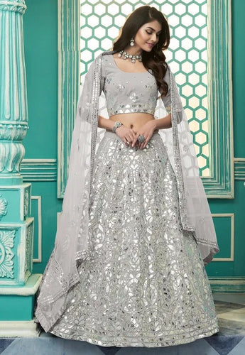 Gota embroidered silvery grey Lehenga