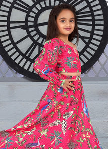 Kids (Girls) readymade Indo western one shoulder Lehenga