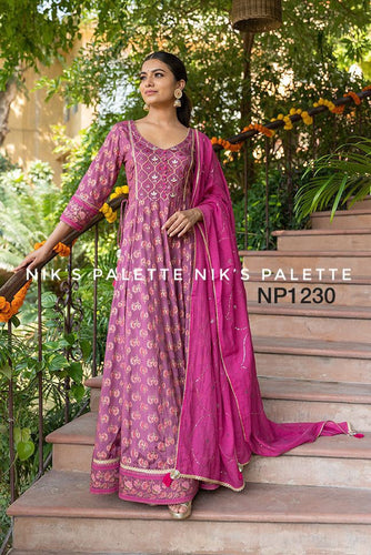 Maslin silk anarkali gown readymade