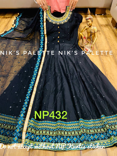 Niks collection: Black chanderi anarkali