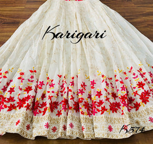 Karigari collection: bandhani and floral anarkali