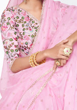 Imperial collection : baby pink partywear designer saree