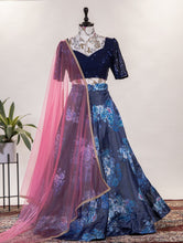 Bridesmaids - Satin silk floral printed lehengas