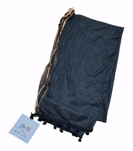 Black net dupatta with pom pom dupatta