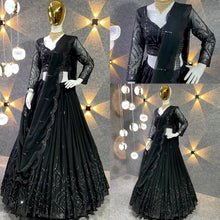 Black embroidered partywear Lehenga