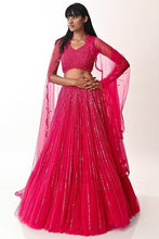 Reddish pink sequins partywear Lehenga
