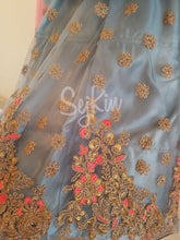 Silvery grey and baby pink lucknowi lehenga