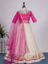 White and pink georgette Lehenga choli