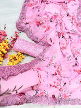 Pink digital floral saree