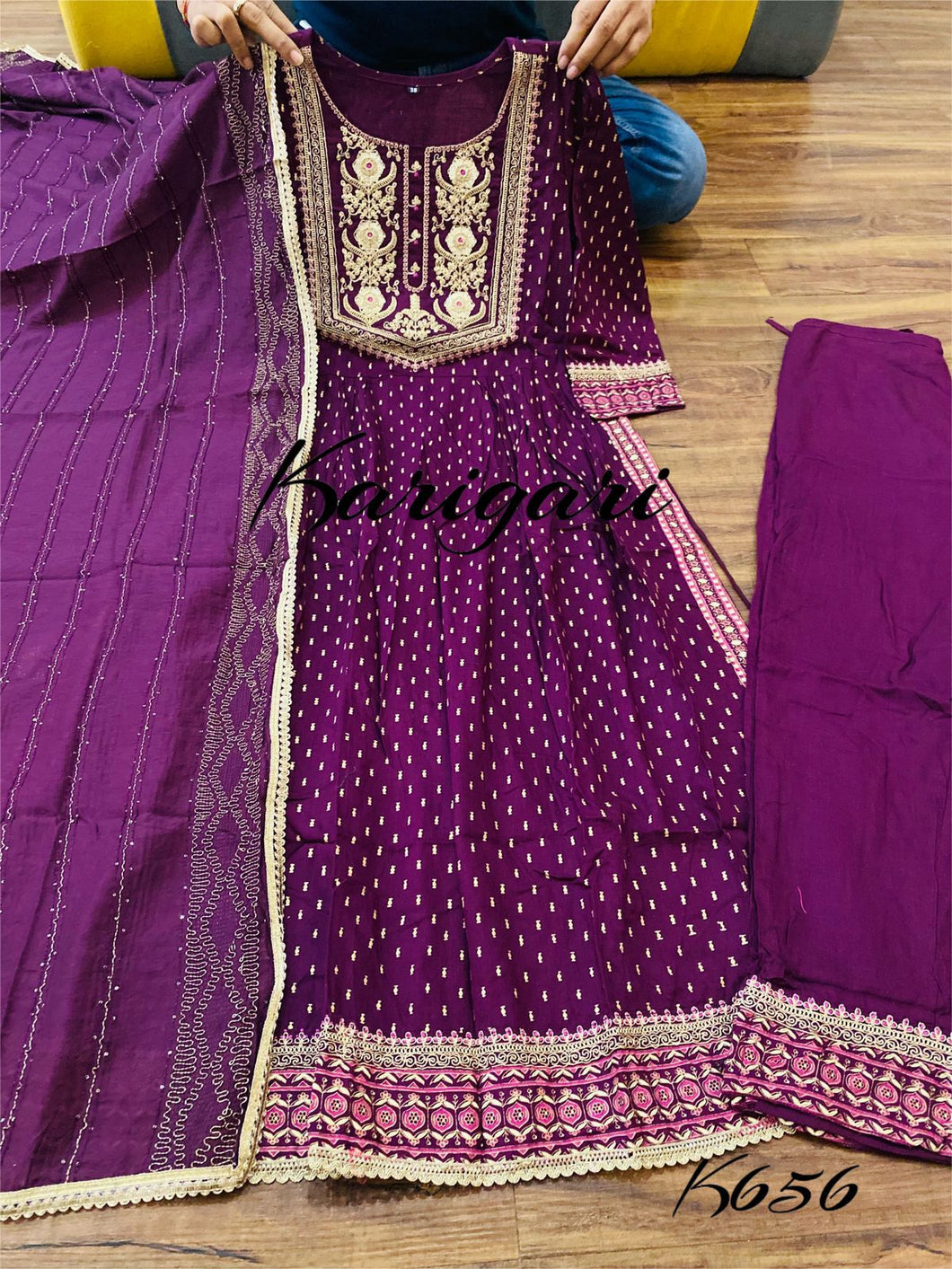 Karigari collection: wine Nayra cut anarkali