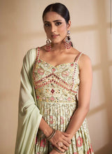 Georgette stitched thread and sequinned lehenga - pista