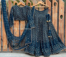 Partywear silk Lehenga in blue