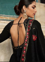 Saya - Trendy black georgette sequins and thread work gown