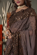Trupti Vala inspired saree - Brown sequinned saree