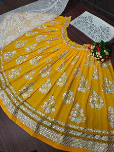 Yellow chine sequins Lehenga